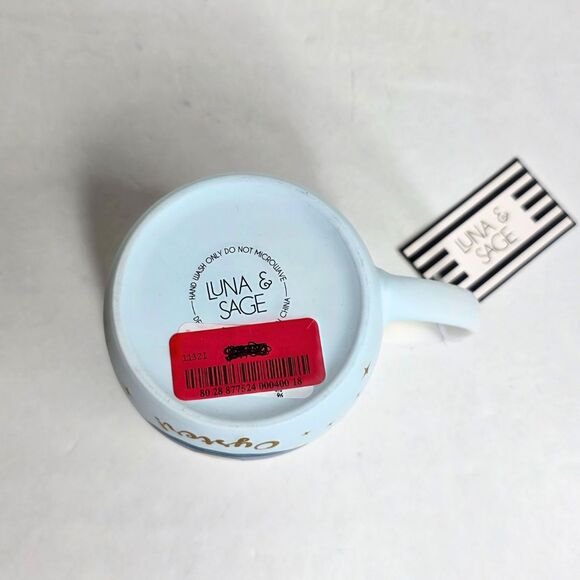 Luna & Sage The World Is My Oyster Sea Shore Shell Blue Summer Beach Mug - NEW - Picture 6 of 6